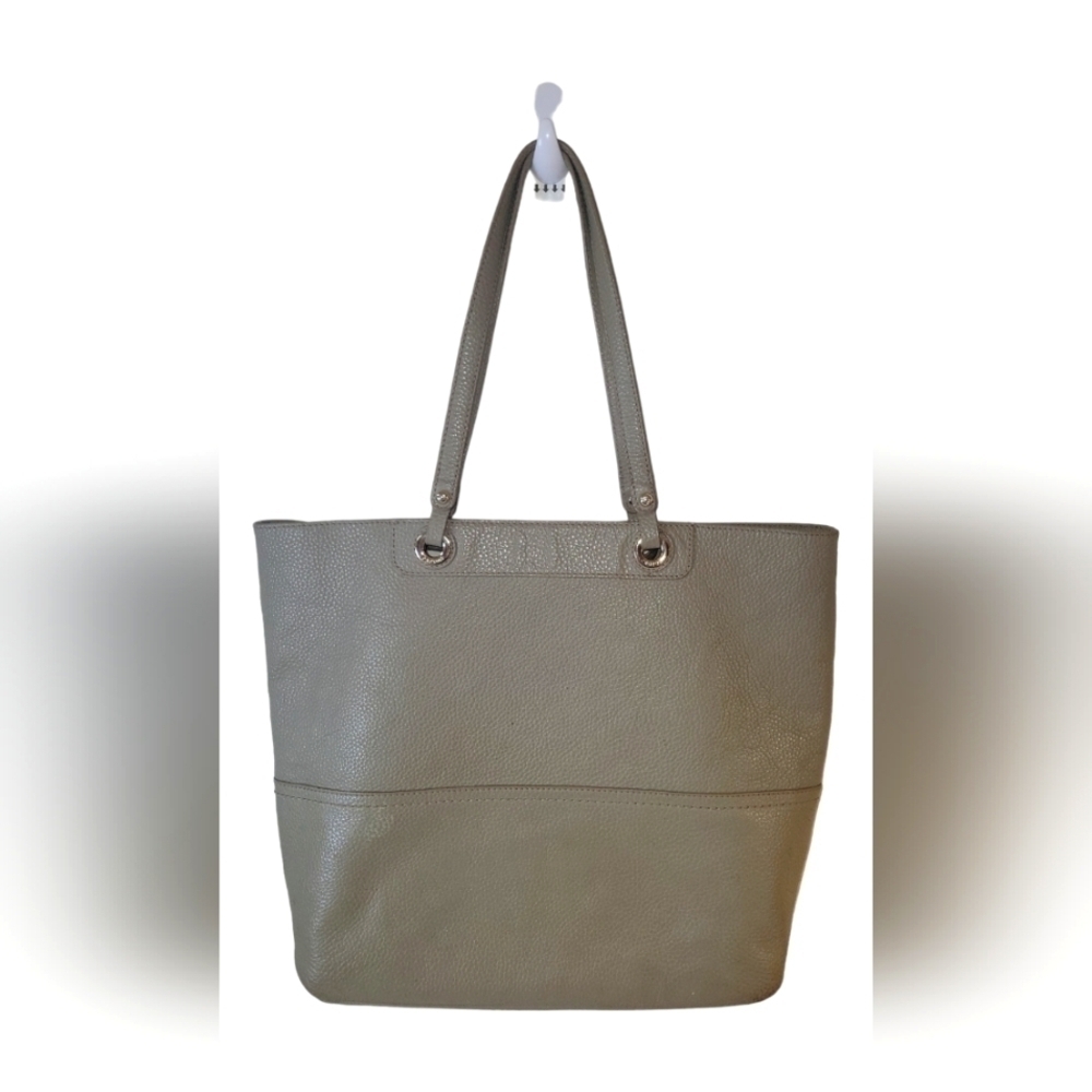 Oroton Taupe Mushroom Pebbled Leather Shoulder Shopper Hobo Bag - Picture 2 of 8
